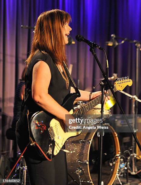 Kathy Valentine of Bad Empressions performs at The GRAMMY Museum on August 12, 2013 in Los Angeles, California.