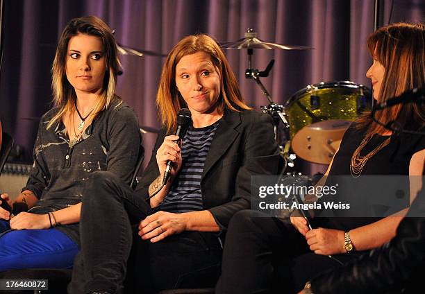 Shae Padilla, Patty Schemel and Kathy Valentine of Bad Empressions onstage at The GRAMMY Museum on August 12, 2013 in Los Angeles, California.