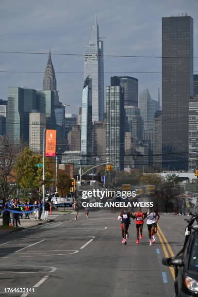 Runners compete in the 52nd Edition of the New York City Marathon on November 5, 2023.