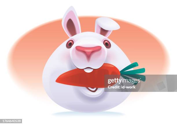 funny rabbit biting carrot - carrying in mouth stock illustrations