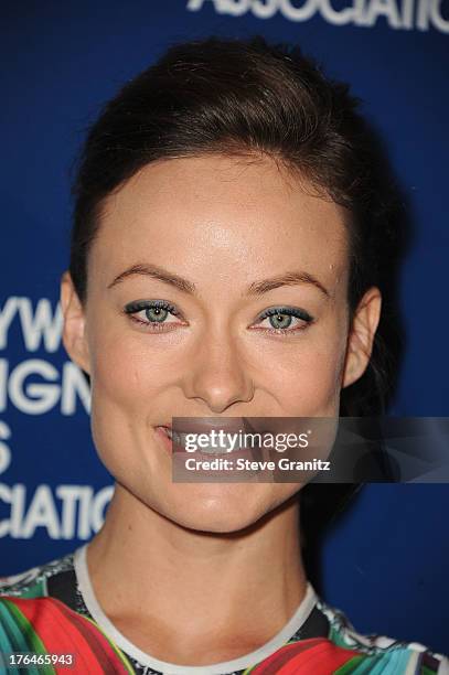 Actress Olivia Wilde attends Hollywood Foreign Press Association's 2013 Installation Luncheon at The Beverly Hilton Hotel on August 13, 2013 in...