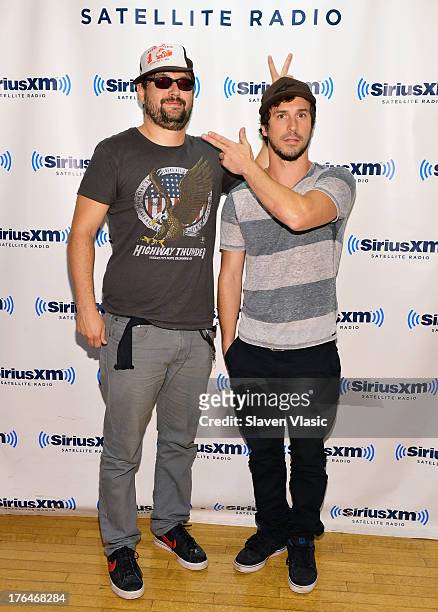 Rock band "10 Years" members Ryan "Tater" Johnson and Jesse Hasek visit SiriusXM Studios on August 13, 2013 in New York City.
