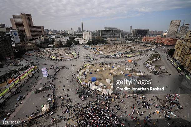 Egyptian protesters gather in Tahrir Square, Cairo, Egypt on January 25, 2013 on the morning of the second anniversary of the Egyptian revolution...