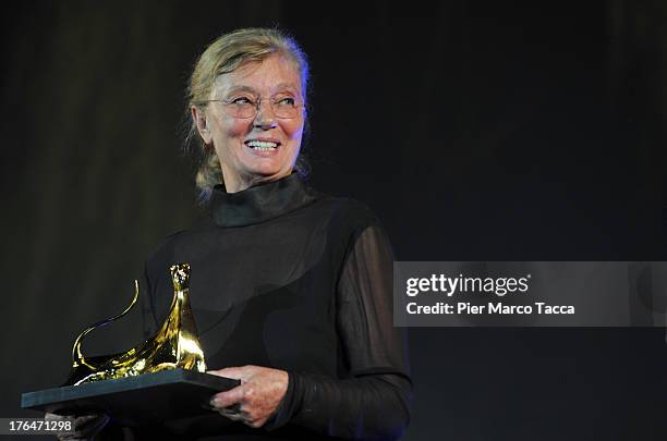 Margaret Menegoz receives Premio Raimondo Rezzonico during the 66th Locarno Film Festival on August 13, 2013 in Locarno, Switzerland.