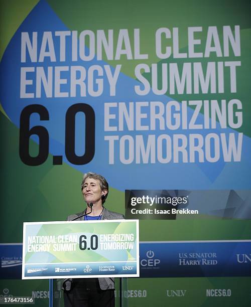 Secretary of the Interior Sally Jewell speaks during the National Clean Energy Summit 6.0 at Mandalay Bay Convention Center on August 13, 2013 in Las...