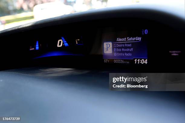 The Pandora Media Inc. Integrated entertainment system is demonstrated inside a Honda Civic vehicle at American Honda Motor Co. Inc. Headquarters in...