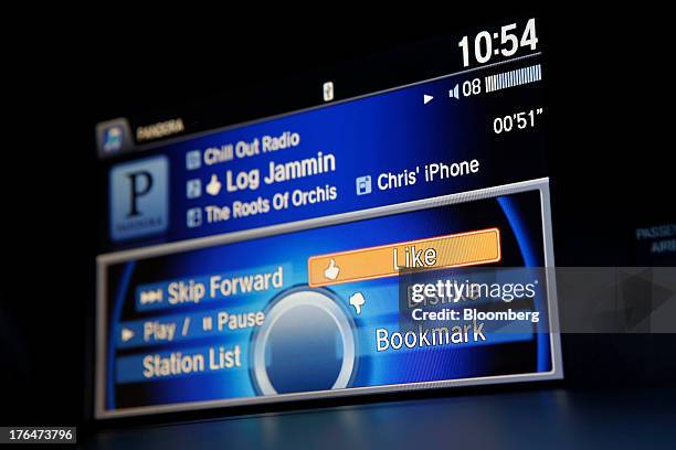 The Pandora Media Inc. Integrated entertainment system is demonstrated inside a Honda Accord vehicle at American Honda Motor Co. Inc. Headquarters in...