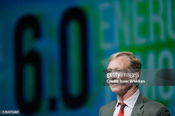 Tom Steyer introduces a panel during the National Clean Energy Summit 6.0 at the Mandalay Bay Convention Center on August 13, 2013 in Las Vegas,...