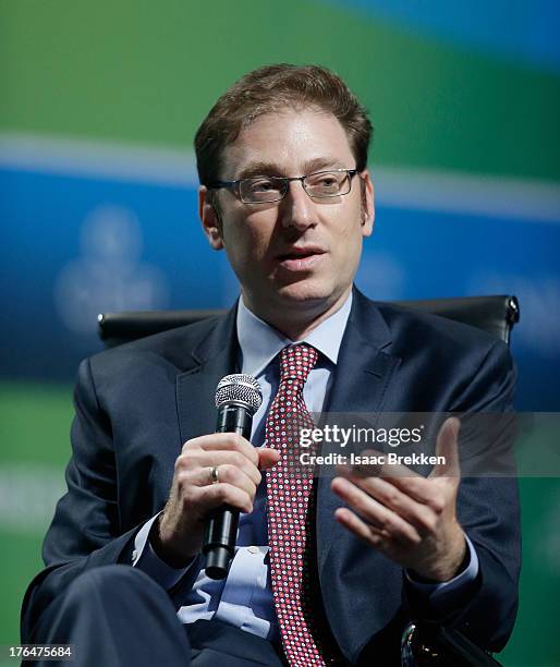 Head of Policy Analysis at Bloomberg New Energy Finance Ethan Zindler speaks during the National Clean Energy Summit 6.0 at the Mandalay Bay...