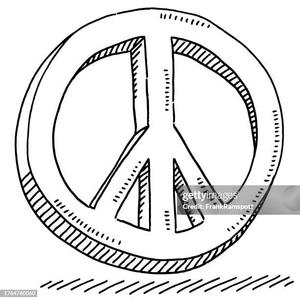 peace sign drawing - peace sign black and white stock illustrations