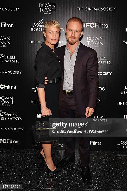 Robin Wright and Ben Foster attend the Downtown Calvin Klein with The Cinema Society screening of IFC Films' "Ain't Them Bodies Saints" at the Museum...