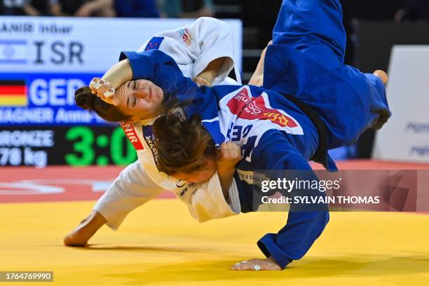 Israel's Inbar Lanir and Germany's Anna-Maria Wagner compete in the women's -78 kg during the European Judo Championships 2023 at the Sud de France...