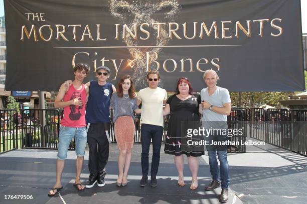 Actors Robert Sheehan, Jamie Campbell Bower, Lily Collins and Kevin Zegers, novelist Cassandra Clare and director Harald Zwart attend 'The Mortal...