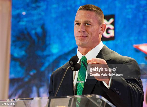 John Cena attends WWE SummerSlam Press Conference at Beverly Hills Hotel on August 13, 2013 in Beverly Hills, California.