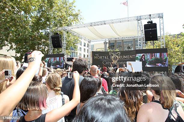 General view of atmosphere at the 'The Mortal Instruments: City Of Bones' meet and greet at The Americana at Brand on August 13, 2013 in Glendale,...