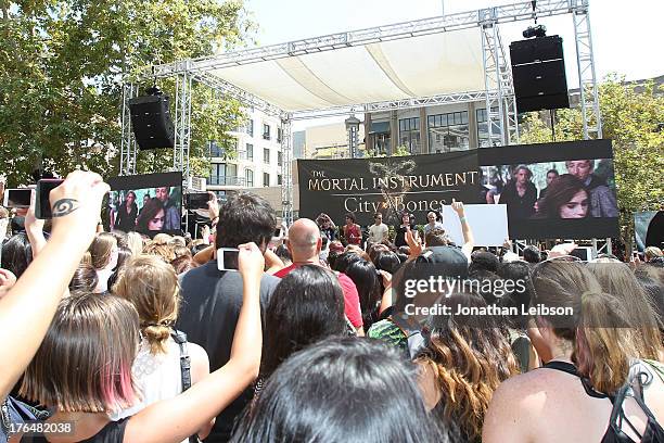 General view of atmosphere at the 'The Mortal Instruments: City Of Bones' meet and greet at The Americana at Brand on August 13, 2013 in Glendale,...