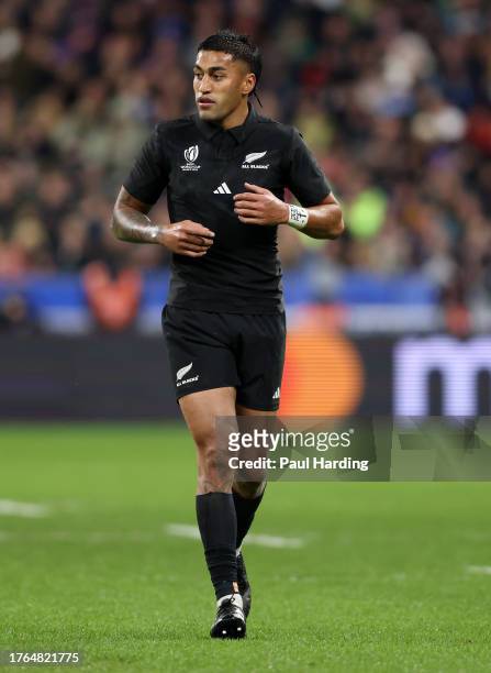 Rieko Ioane of New Zealand looks on during the Rugby World Cup France 2023 Gold Final match between New Zealand and South Africa at Stade de France...