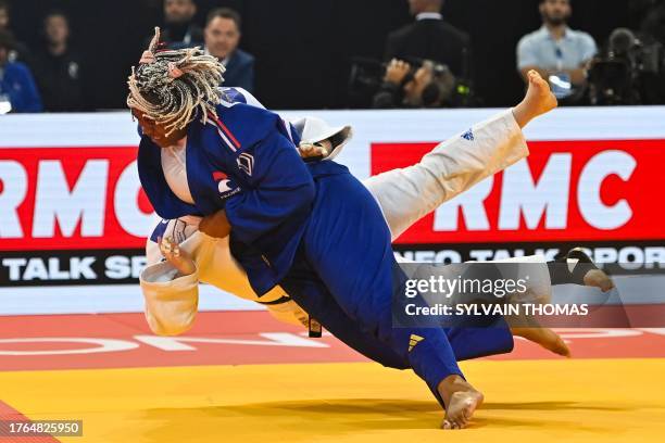 France's Romane Dicko and Israel's Raz Hershko compete in the women's +78 kg final during the European Judo Championships 2023 at the Sud de France...