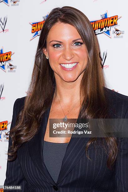 Executive Vice President of Creative Stephanie McMahon attends the WWE SummerSlam Press Conference at Beverly Hills Hotel on August 13, 2013 in...