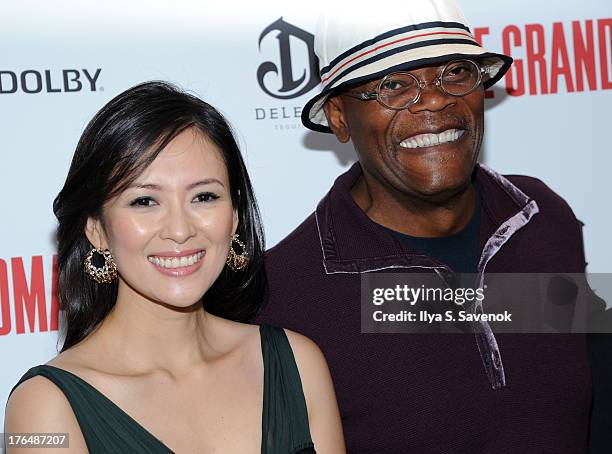 Ziyi Zhang and Samuel L. Jackson attend "The Grandmaster" New York Screening at Regal E-Walk Stadium 13 on August 13, 2013 in New York City.