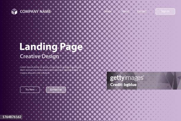 landing page template - halftone background with purple gradient - trendy design - landing page stock illustrations