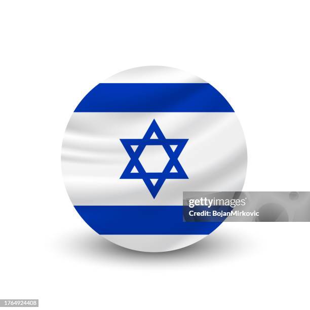 israel circle flag. vector - israeli flag stock illustrations