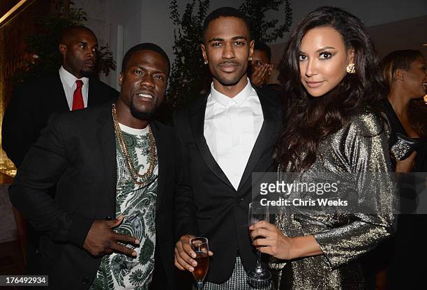 Actor Kevin Hart, recording artist Big Sean and actress Naya Rivera attend Moet Rose Lounge Los Angeles hosted by Big Sean at The London West...