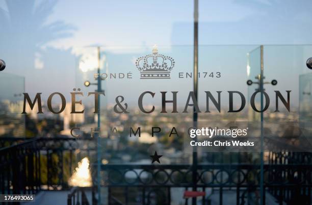 General view of the atmosphere at Moet Rose Lounge Los Angeles hosted by Big Sean at The London West Hollywood on August 13, 2013 in West Hollywood,...