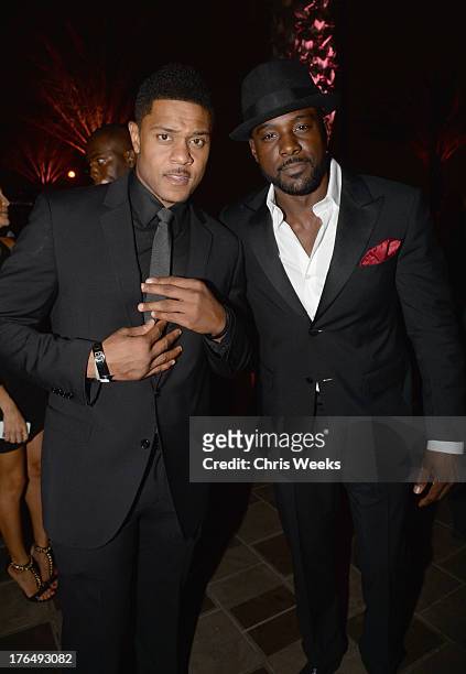 Actors Pooch Hall and Lance Gross attend Moet Rose Lounge Los Angeles hosted by Big Sean at The London West Hollywood on August 13, 2013 in West...