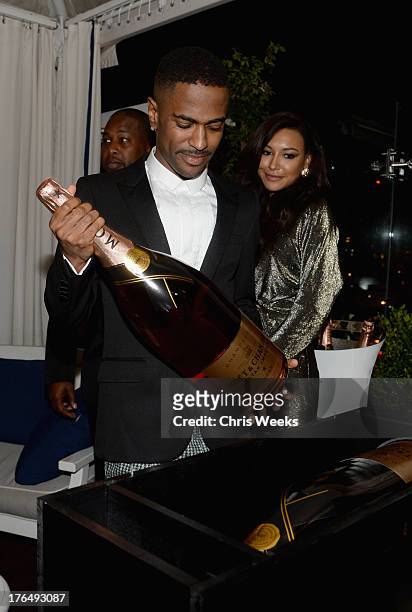 Recording artist Big Sean and actress Naya Rivera attend Moet Rose Lounge Los Angeles hosted by Big Sean at The London West Hollywood on August 13,...