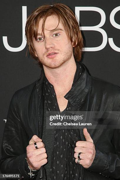 Actor Eddie Hassell arrives at the "Jobs" premiere at Regal Cinemas L.A. Live on August 13, 2013 in Los Angeles, California.