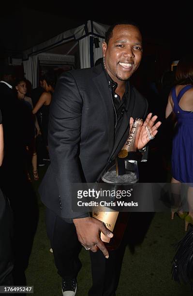 Attends Moet Rose Lounge Los Angeles hosted by Big Sean at The London West Hollywood on August 13, 2013 in West Hollywood, California.