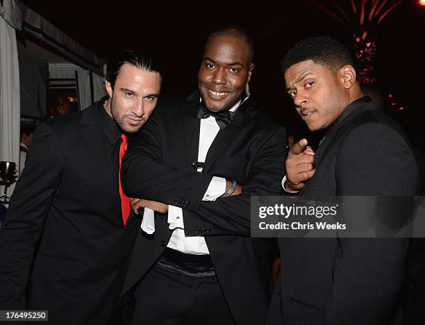 Actor Pooch Hall , Bryan and guest attend Moet Rose Lounge Los Angeles hosted by Big Sean at The London West Hollywood on August 13, 2013 in West...