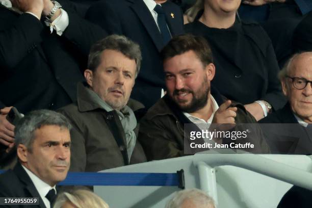 Crown Prince Frederik of Denmark attends the Rugby World Cup France 2023 Final between New Zealand and South Africa at Stade de France on October 28,...