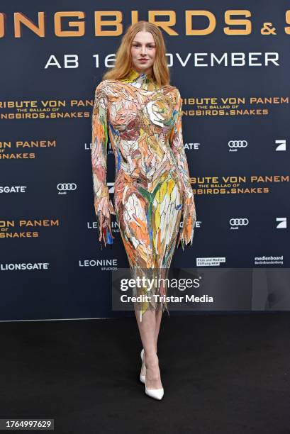 Actress and model Hunter Schafer attends the "Die Tribute von Panem - The Ballad of Songbirds and Snakes" European premiere at Zoo Palast on November...