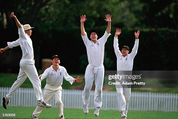 Cricket players celebrating