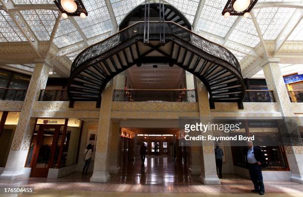 The Rookery Building's central light court and lobby, remodeled in1905 by famed architect Frank Lloyd Wright in Chicago, Illinois on JULY 24, 2013.
