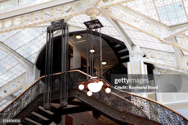 The Rookery Building's central light court and lobby, remodeled in1905 by famed architect Frank Lloyd Wright in Chicago, Illinois on JULY 24, 2013.