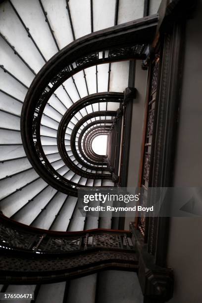 Looking upward at the Rookery Building's famed spiral staircase, in Chicago, Illinois on JULY 24, 2013.