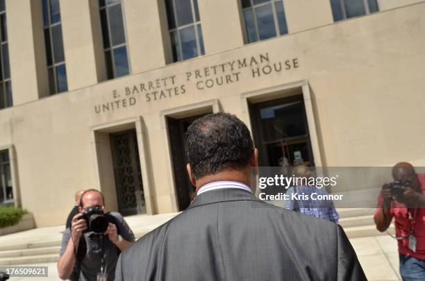 Rev. Jesse Jackson walks away from a press conference outside the E. Barrett Prettyman United States Court House after his son former Rep. Jesse...