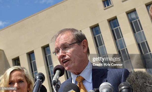 Dan Webb speaks outside the E. Barrett Prettyman United States Court House after former Rep. Jesse Jackson Jr. And his client, Jesse's wife Sandi...