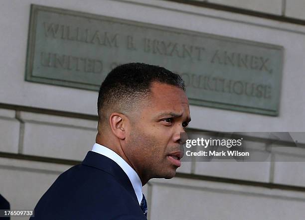 Former Congressman Jesse Jackson Jr. Leaves the federal court house after being sentenced to prison, August 14, 2013 in Washington, DC. Jackson was...