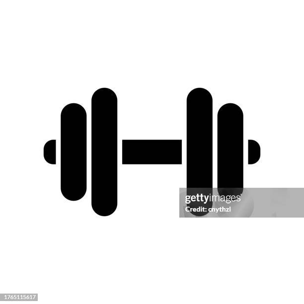 dumbbell icon solid style. vector icon design element for web page, mobile app, ui, ux design - dumb bell vector stock illustrations