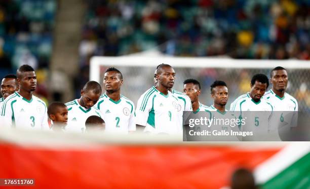 General views of the Nigerian team during the 2013 Nelson Mandela Challenge match between South Africa and Nigeria at Moses Mabhida Stadium on August...