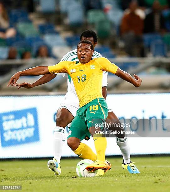 Thuso Phala of South Africa during the 2013 Nelson Mandela Challenge match between South Africa and Nigeria at Moses Mabhida Stadium on August 14,...