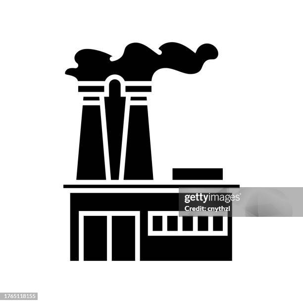 factory icon solid style. vector icon design element for web page, mobile app, ui, ux design - building robots stock illustrations
