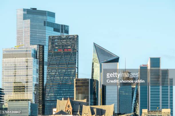 city of london of london skyline - turquoise stock pictures, royalty-free photos & images