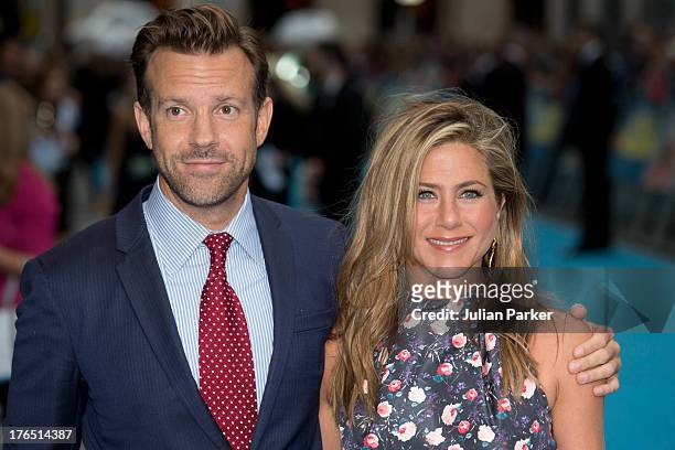 Jason Sudeikis and Jennifer Aniston attend the European premiere of 'We're The Millers' at Odeon West End on August 14, 2013 in London, England.