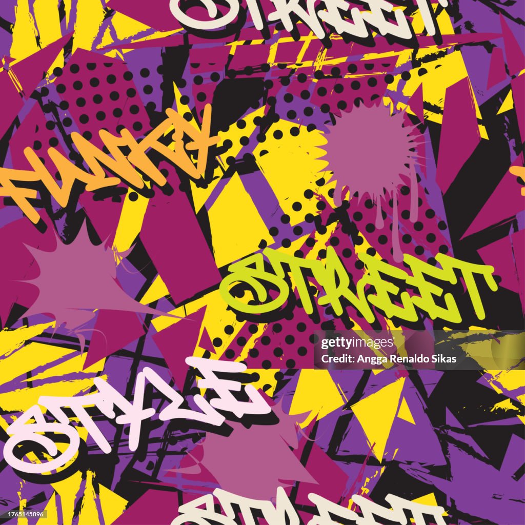Graphtit Pattern Street Style Graffiti Art Seamless Pattern With Abstract Chaotic ...