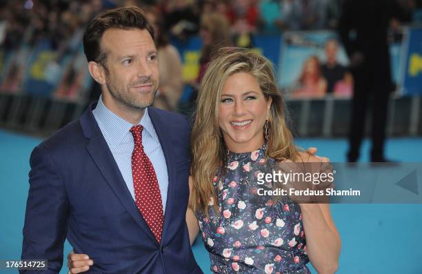 Jason Sudeikis Jennifer Aniston attend the European premiere of 'We're The Millers' at Odeon West End on August 14, 2013 in London, England.